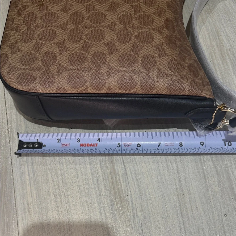 Coach Signature Ellie File Tan and Black Shoulder Bag